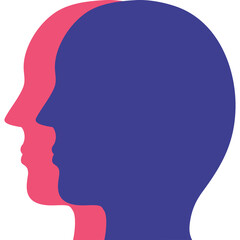 Two Profile Silhouettes One Pink One Blue Side By Side Facing Right With Plain Background