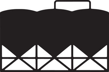 Fototapeta premium Black agricultural storage grain silos with metal triangle containers vector