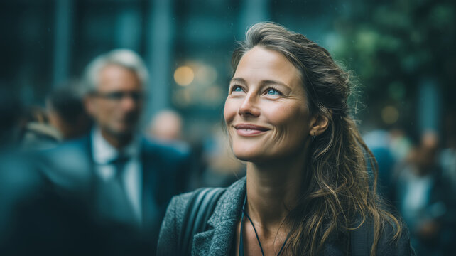 Two professionals embracing global opportunities in a city setting