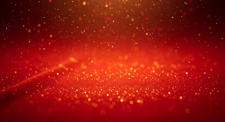 Abstract Red Glitter Background with Bokeh Lights and Sparkles.
