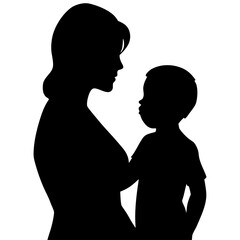 Silhouette of a mom and her baby