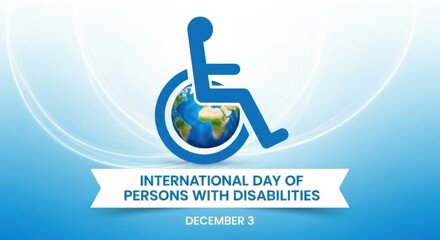 International Day of Persons with Disabilities observed on December 3. Symbol of inclusion, accessibility, and equal rights for people with disabilities worldwide