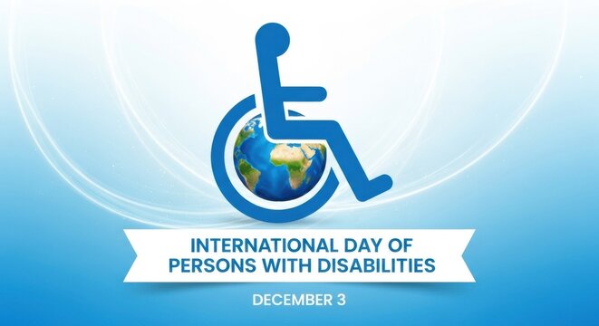 International Day of Persons with Disabilities observed on December 3. Symbol of inclusion, accessibility, and equal rights for people with disabilities worldwide