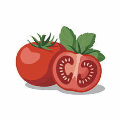 Fresh Tomatoes and Basil Illustration for Culinary and Healthy Food Concepts