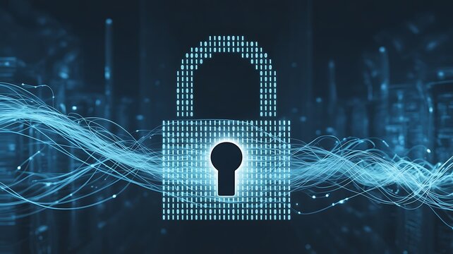 Cybersecurity data protection digital lock concept for online privacy and network safety system