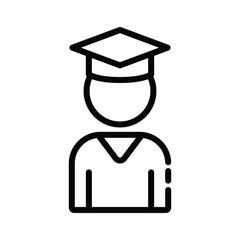 Graduation Person Outline Illustration Icon Vector for Education and Ceremony Design
