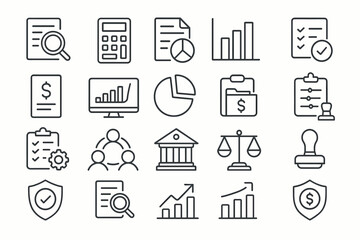 Linear Accounting and Finance Icons Set