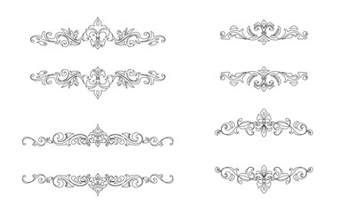 クラッシック調の手描きフレーム、装飾セット。白色。