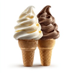 Enjoy pure bliss! Smooth and creamy soft serve ice cream swirls gently on a crisp cone, and the cream and chocolate flavored cones are a sweet haven in the summer.