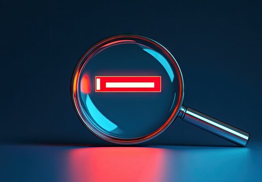 Magnifying glass with glowing red bar