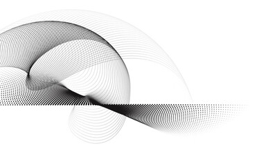 Fototapeta premium Abstract waveform dot swirls on white background.