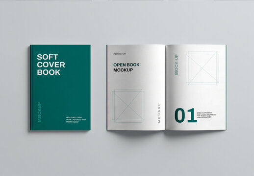 Soft Cover Open Book Mockup