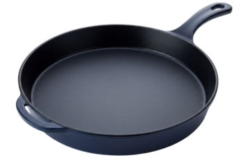Isolated Enameled Cast Iron Skillet, Frying Pan for Cooking Gourmet Meals at Home