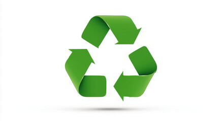 Obraz premium sinal de reciclagem em verde vibrante sobre fundo branco simples, conceito de responsabilidade ambiental, gestão de resíduos e reciclagem de materiais, ideal para materiais educativos e campanhas