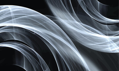 Abstract Flowing White Lines on Dark Background
