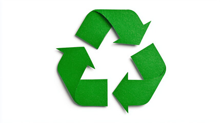 Green 3D recycle icon symbolizing environmental protection, green initiatives, circular economy, and conscious consumption