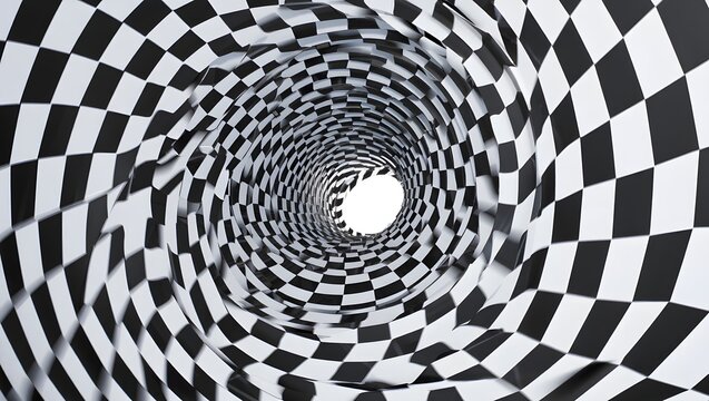 Black and white abstract spiral pattern with hypnotic circles and geometric curves - Powered by Adobe