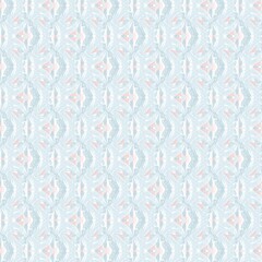 A complex and regular vertical woven pattern of rows of pastel blue and pink flower vases