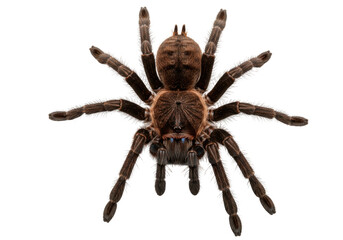 Isolated spider animal with furry brown body and legs, Arthropoda arachnid, arachnophobia horror