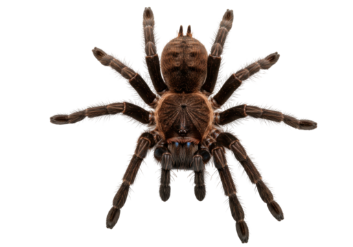 Isolated spider animal with furry brown body and legs, Arthropoda arachnid, arachnophobia horror