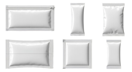 Assortment of Blank White Packaging Pouches sachet