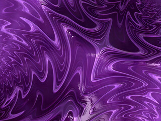 Abstract purple violet waves fractal background. Beautiful wavy dynamic stream pattern similar to moving thick clouds, water, gas or liquid flows.