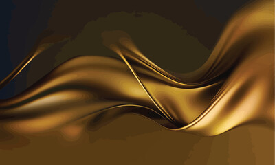 Elegant smooth gold silk texture waves vector illustration background design