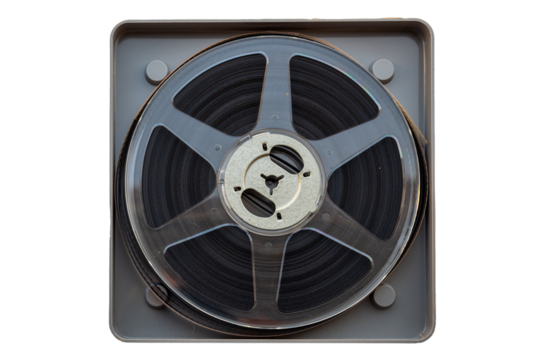 Film reel close-up on transparent background