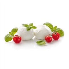 fresh italian mozzarella on white background