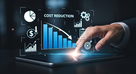 Businessman using digital tablet for cost reduction strategy
