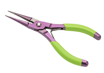 Isolated Purple Needle-nose Pliers with Lime Green Handles, Jewelry Making Hand Tool