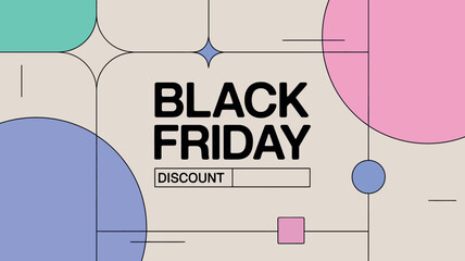 Minimal Geometric Pastel Black Friday Discount Design Banner