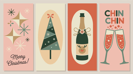 Merry Christmas Collection with Gift Boxes, Christmas Tree, and Holiday Decorations