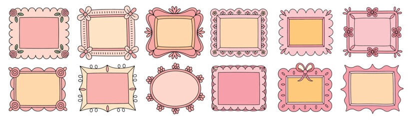 Collection of Decorative Pastel Frames with Bow and Floral Designs