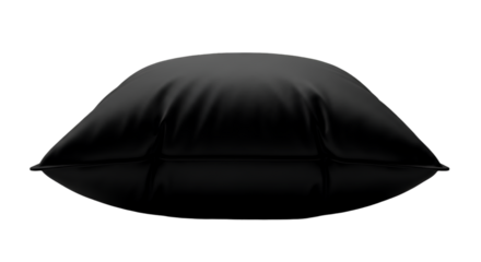 Black Pillow With Soft Folds Against Black Background