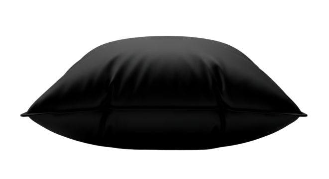 Black Pillow With Soft Folds Against Black Background
