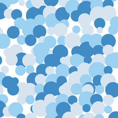 Abstract Seamless Pattern of Blue and Light Blue Bubbles on a White Background