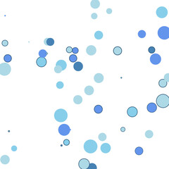 Abstract Background Design Featuring Scattered Blue and Cyan Bubbles on White Canvas