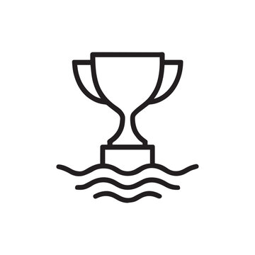 rophy Icon Above Water Waves &ndash; Symbol of Aquatic Achievement and Victory