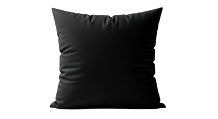 Black Square Throw Pillow Isolated on Black Background