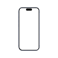 Outlined Blank Mobile Phone with Display Isolated on White Background