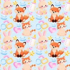Baby Shower Joy Seamless Pattern