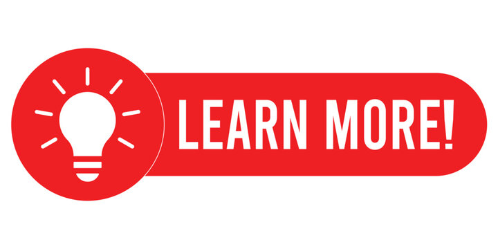 Learn More Button Vector &mdash; Red Call-to-Action Banner with White Lightbulb Icon