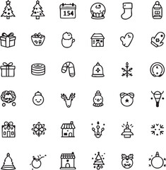 Fototapeta premium Christmas icon grid with trees, gifts, ornaments, snowflakes, stockings, mittens, candy canes, bells, and festive symbols
