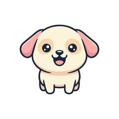 Fototapeta premium Cute cartoon puppy illustration happy face