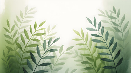 Green foliage illustration with fresh leaves and natural botanical background for environmental design