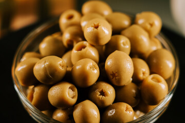 Olive dish served in a bowl showcasing delicious green olives ready for enjoyment