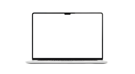 Modern laptop with a blank white screen computer technology