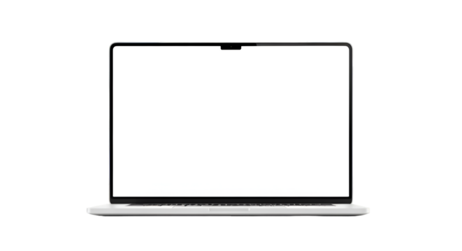 Modern laptop with a blank white screen computer technology