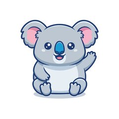 Naklejka premium Cute cartoon koala waving hello friendly character design